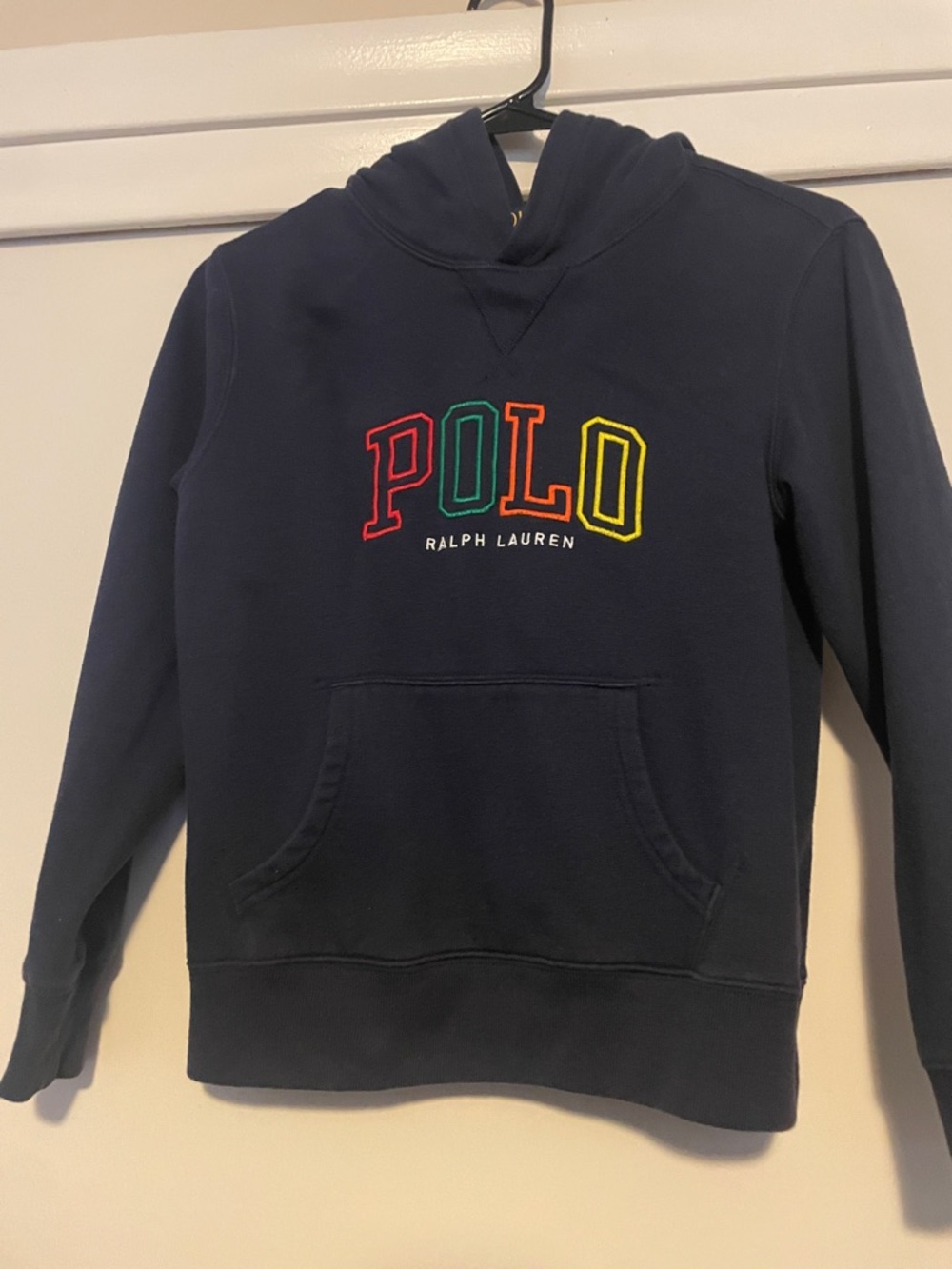 Polo by Ralph Lauren Navy Crewneck Sweatshirt with Multicolor POLO Embroidery